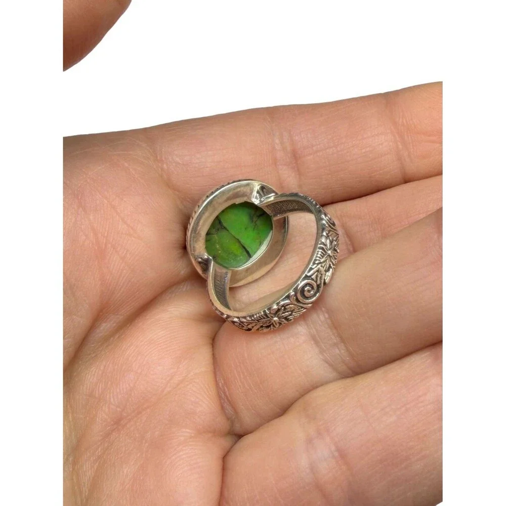 Green Matrix Turquoise Ring Size 7 Solid 925 Sterling Silver